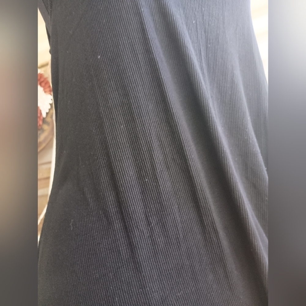 NWOT Bebe Black Midi Dress with Gold Accents_Large - Picture 3 of 8